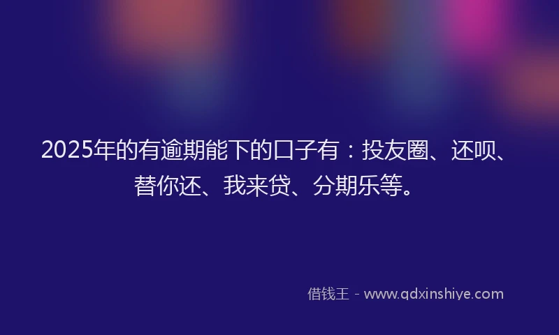2025年的有逾期能下的口子有：投友圈、还呗、替你还、我来贷、分期乐等。