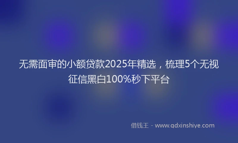 无需面审的小额贷款2025年精选，梳理5个无视征信黑白100%秒下平台