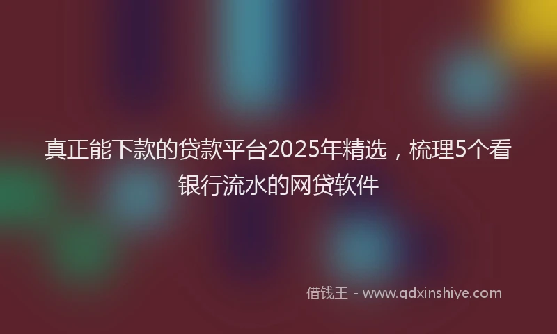 真正能下款的贷款平台2025年精选，梳理5个看银行流水的网贷软件