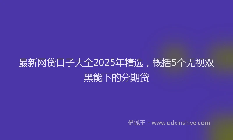 最新网贷口子大全2025年精选，概括5个无视双黑能下的分期贷