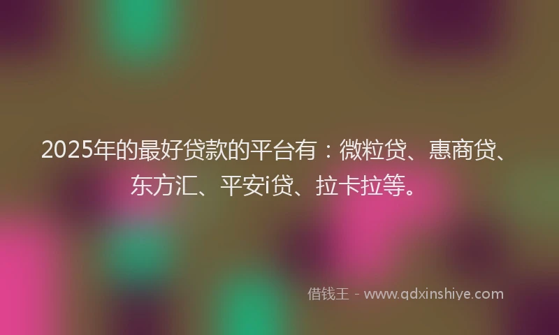 2025年的最好贷款的平台有：微粒贷、惠商贷、东方汇、平安i贷、拉卡拉等。
