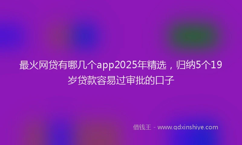 最火网贷有哪几个app2025年精选，归纳5个19岁贷款容易过审批的口子