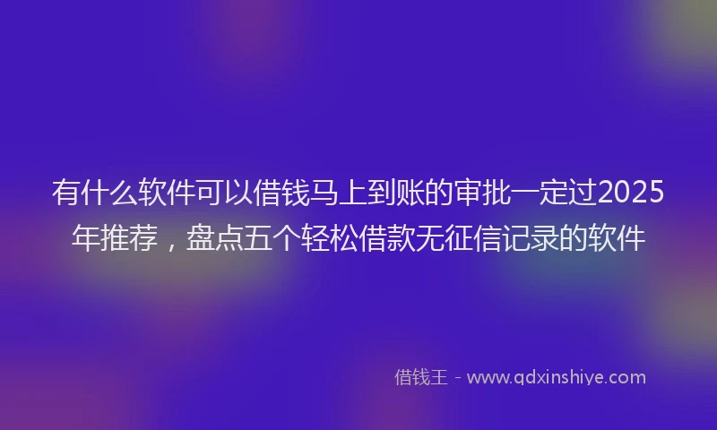 有什么软件可以借钱马上到账的审批一定过2025年推荐，盘点五个轻松借款无征信记录的软件