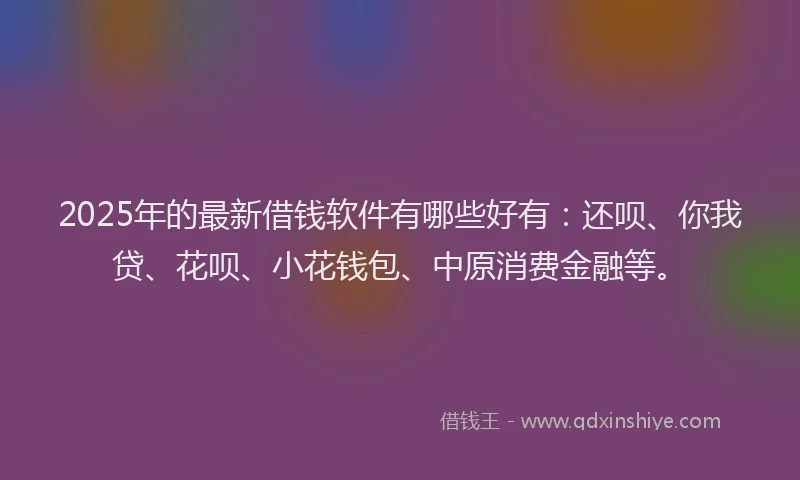 2025年的最新借钱软件有哪些好有：还呗、你我贷、花呗、小花钱包、中原消费金融等。