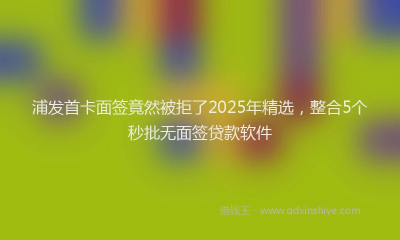 浦发首卡面签竟然被拒了2025年精选，整合5个秒批无面签贷款软件