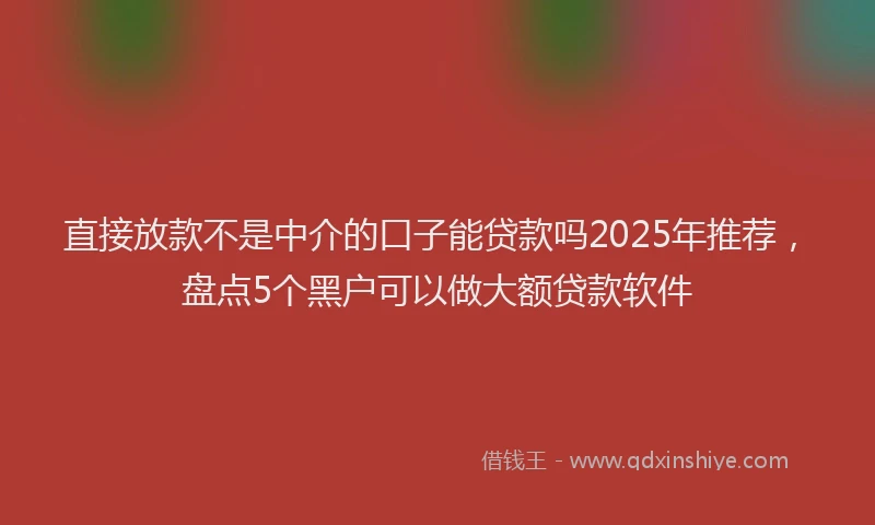 直接放款不是中介的口子能贷款吗2025年推荐，盘点5个黑户可以做大额贷款软件