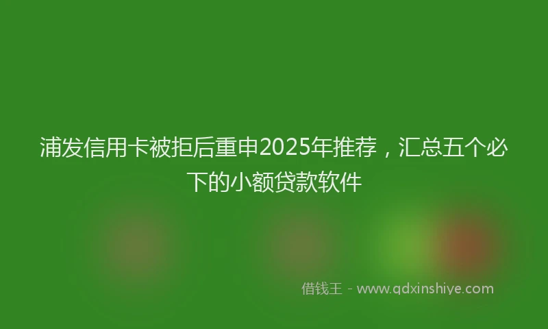 浦发信用卡被拒后重申2025年推荐，汇总五个必下的小额贷款软件