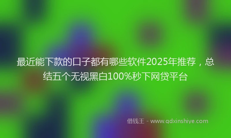 最近能下款的口子都有哪些软件2025年推荐，总结五个无视黑白100%秒下网贷平台