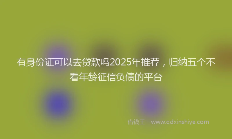 有身份证可以去贷款吗2025年推荐，归纳五个不看年龄征信负债的平台