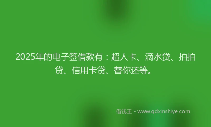 2025年的电子签借款有：超人卡、滴水贷、拍拍贷、信用卡贷、替你还等。