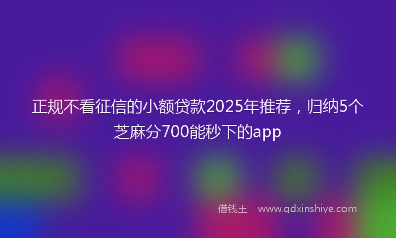 正规不看征信的小额贷款2025年推荐，归纳5个芝麻分700能秒下的app