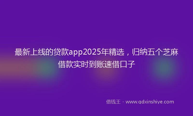 最新上线的贷款app2025年精选，归纳五个芝麻借款实时到账速借口子