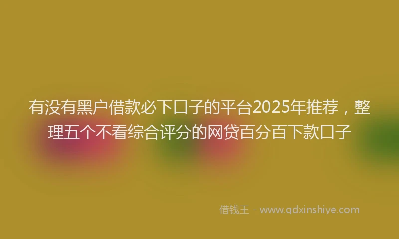 有没有黑户借款必下口子的平台2025年推荐，整理五个不看综合评分的网贷百分百下款口子