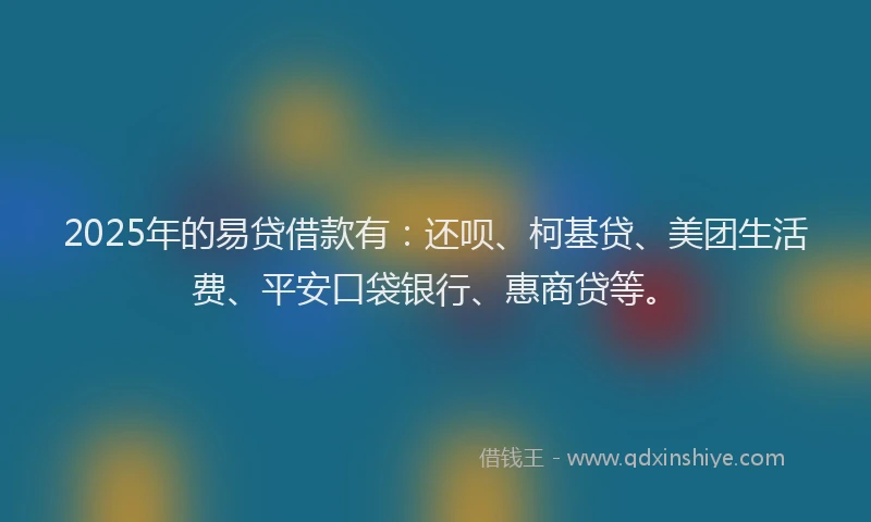 2025年的易贷借款有：还呗、柯基贷、美团生活费、平安口袋银行、惠商贷等。