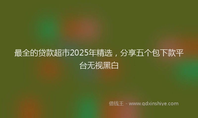 最全的贷款超市2025年精选，分享五个包下款平台无视黑白