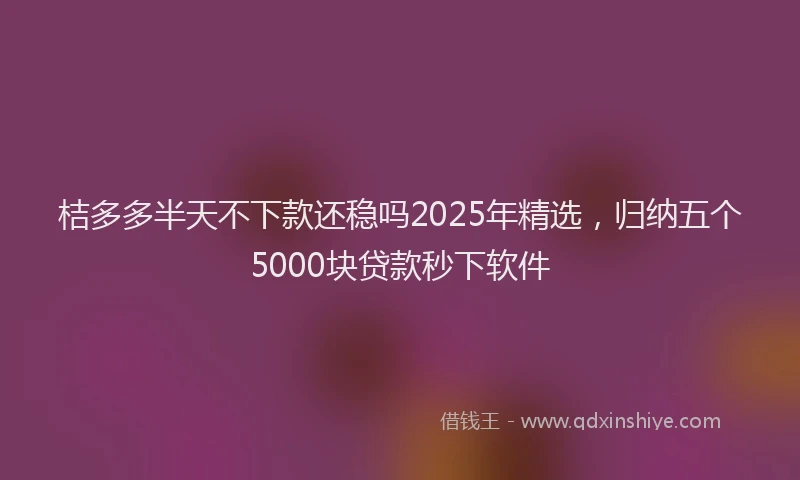 桔多多半天不下款还稳吗2025年精选，归纳五个5000块贷款秒下软件