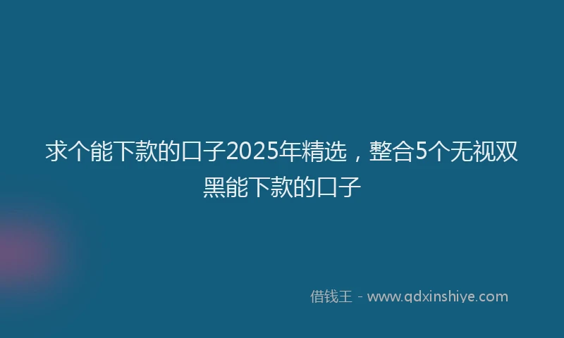 求个能下款的口子2025年精选，整合5个无视双黑能下款的口子