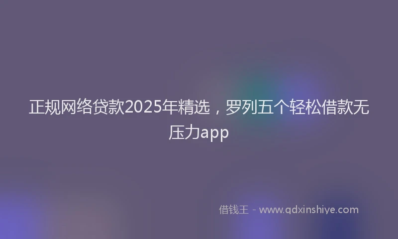 正规网络贷款2025年精选，罗列五个轻松借款无压力app