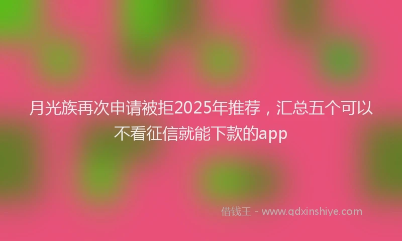 月光族再次申请被拒2025年推荐，汇总五个可以不看征信就能下款的app