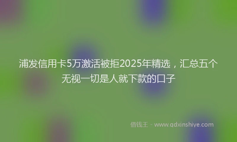 浦发信用卡5万激活被拒2025年精选，汇总五个无视一切是人就下款的口子