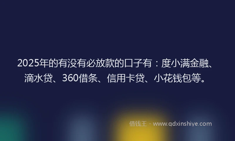 2025年的有没有必放款的口子有：度小满金融、滴水贷、360借条、信用卡贷、小花钱包等。