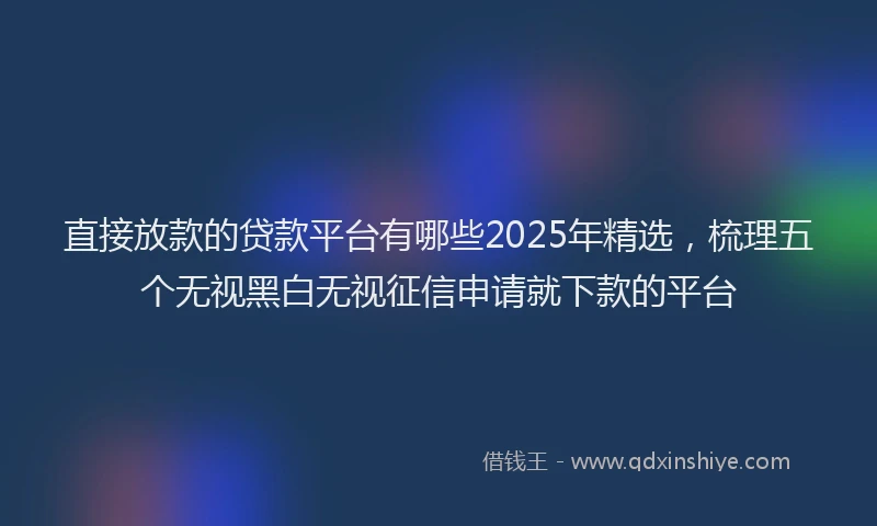 直接放款的贷款平台有哪些2025年精选，梳理五个无视黑白无视征信申请就下款的平台