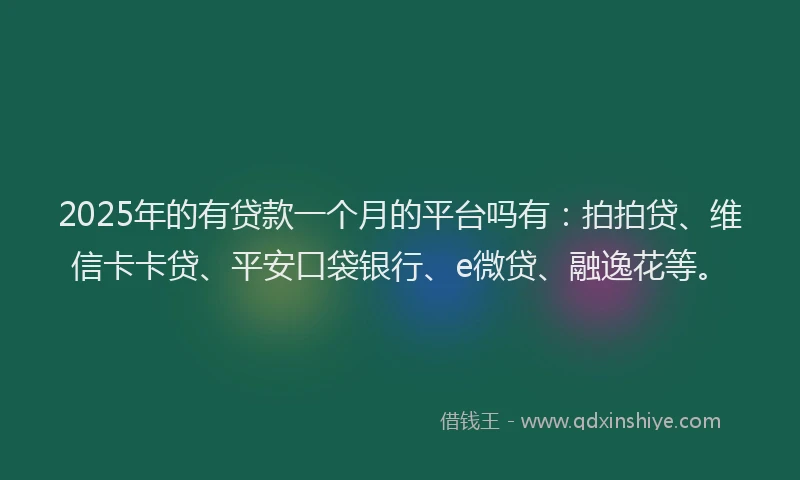 2025年的有贷款一个月的平台吗有：拍拍贷、维信卡卡贷、平安口袋银行、e微贷、融逸花等。