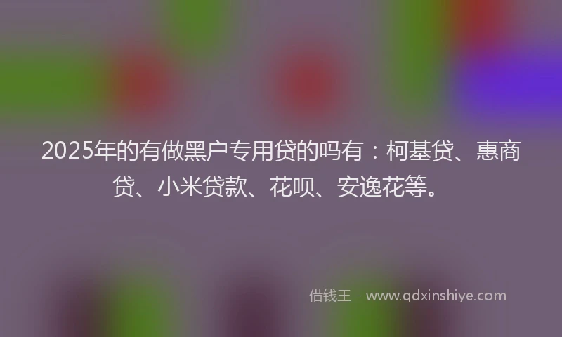 2025年的有做黑户专用贷的吗有：柯基贷、惠商贷、小米贷款、花呗、安逸花等。