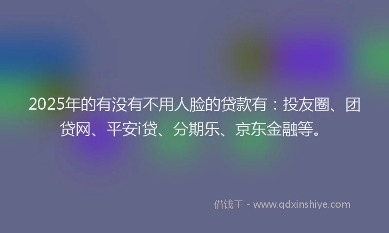 2025年的有没有不用人脸的贷款有：投友圈、团贷网、平安i贷、分期乐、京东金融等。