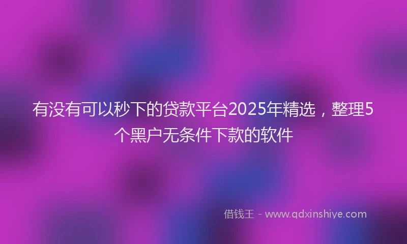 有没有可以秒下的贷款平台2025年精选，整理5个黑户无条件下款的软件