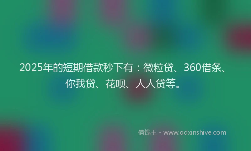 2025年的短期借款秒下有：微粒贷、360借条、你我贷、花呗、人人贷等。