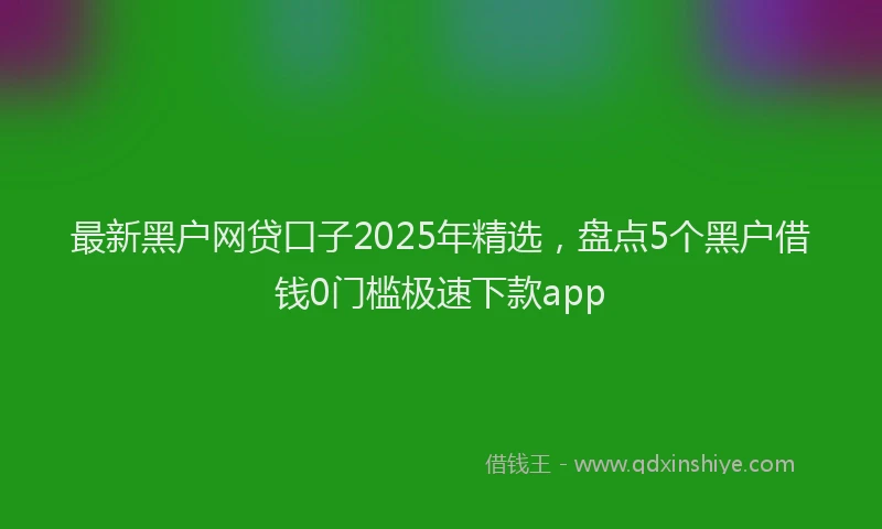 最新黑户网贷口子2025年精选，盘点5个黑户借钱0门槛极速下款app