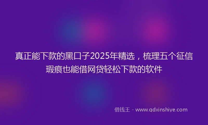 真正能下款的黑口子2025年精选，梳理五个征信瑕疵也能借网贷轻松下款的软件