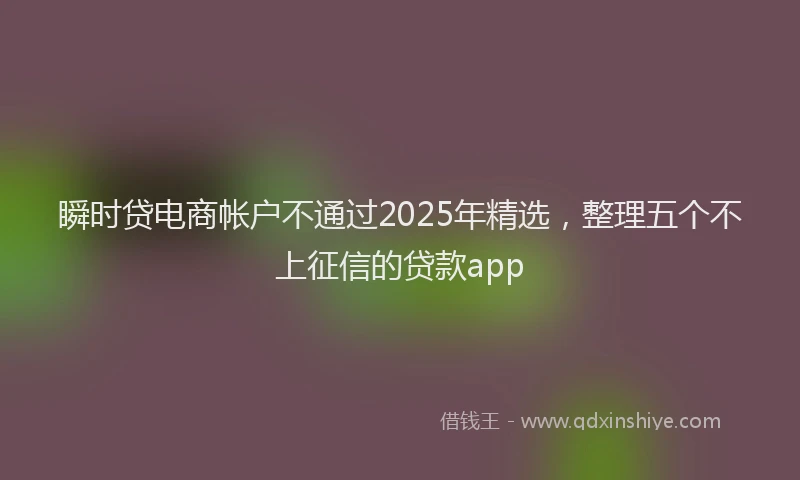 瞬时贷电商帐户不通过2025年精选，整理五个不上征信的贷款app