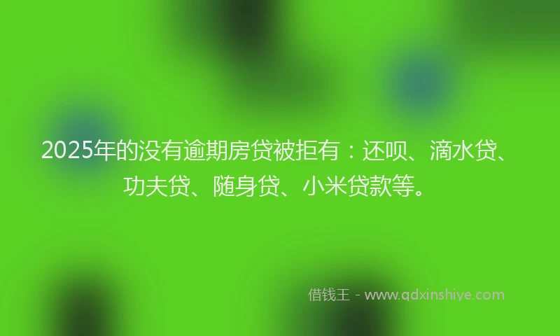 2025年的没有逾期房贷被拒有：还呗、滴水贷、功夫贷、随身贷、小米贷款等。