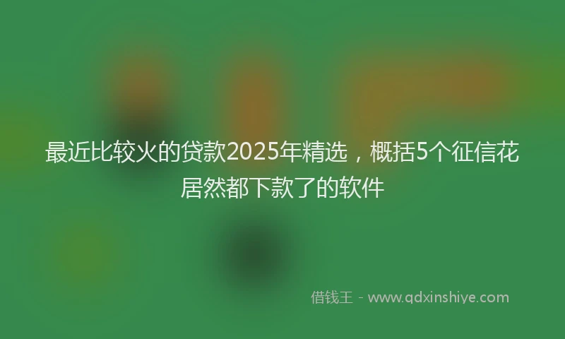 最近比较火的贷款2025年精选，概括5个征信花居然都下款了的软件