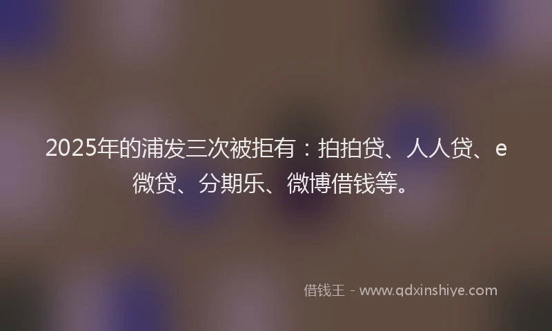 2025年的浦发三次被拒有：拍拍贷、人人贷、e微贷、分期乐、微博借钱等。