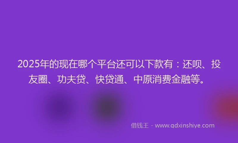 2025年的现在哪个平台还可以下款有：还呗、投友圈、功夫贷、快贷通、中原消费金融等。