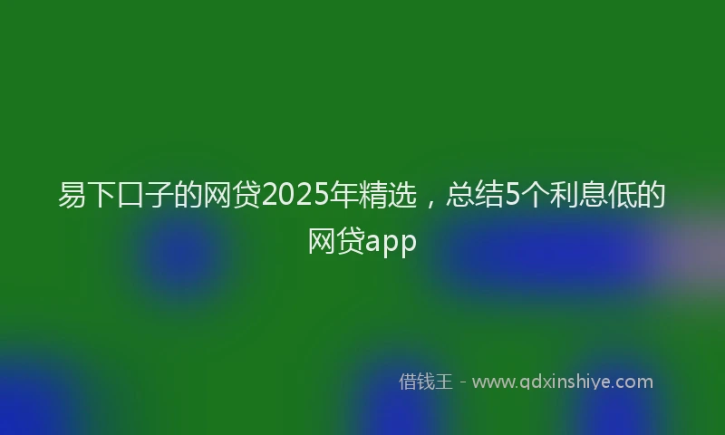 易下口子的网贷2025年精选，总结5个利息低的网贷app