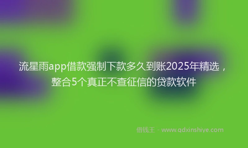流星雨app借款强制下款多久到账2025年精选，整合5个真正不查征信的贷款软件