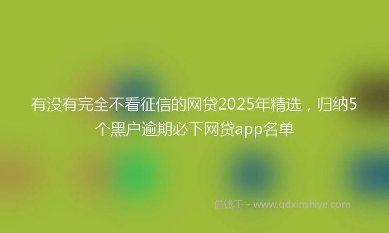 有没有完全不看征信的网贷2025年精选，归纳5个黑户逾期必下网贷app名单