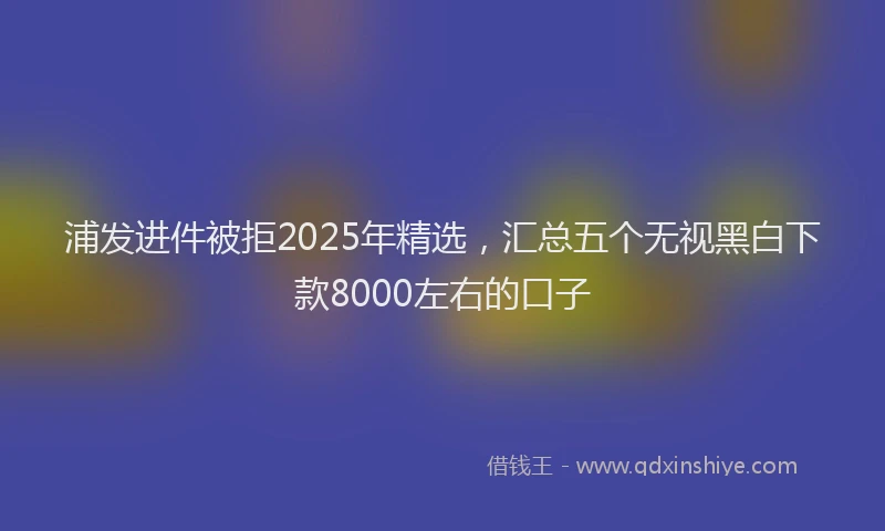 浦发进件被拒2025年精选，汇总五个无视黑白下款8000左右的口子
