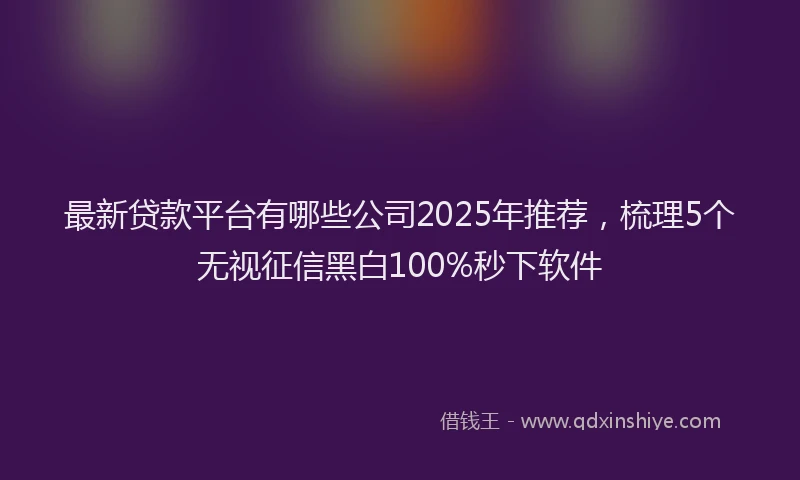 最新贷款平台有哪些公司2025年推荐，梳理5个无视征信黑白100%秒下软件