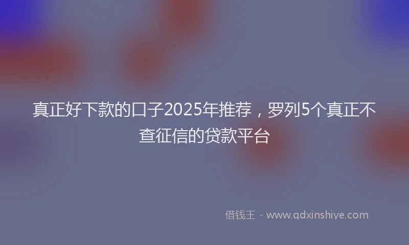 真正好下款的口子2025年推荐，罗列5个真正不查征信的贷款平台