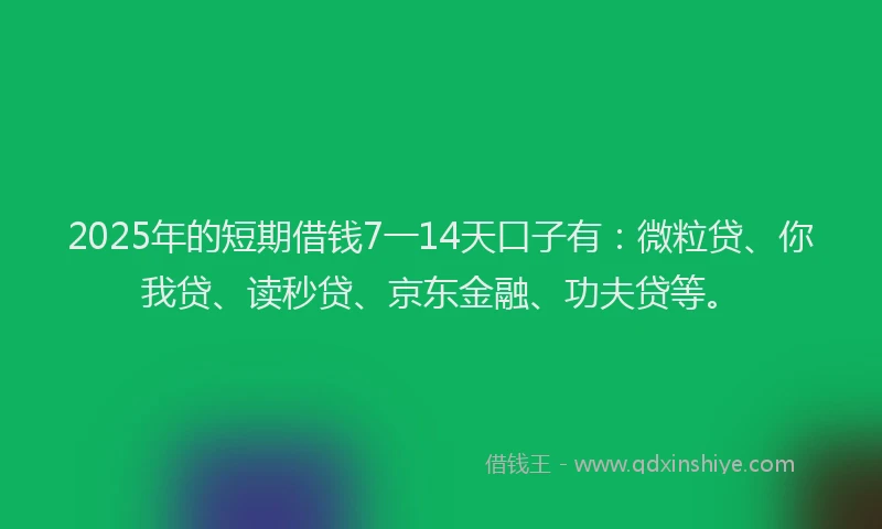2025年的短期借钱7一14天口子有：微粒贷、你我贷、读秒贷、京东金融、功夫贷等。
