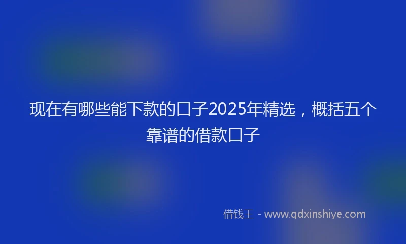 现在有哪些能下款的口子2025年精选，概括五个靠谱的借款口子