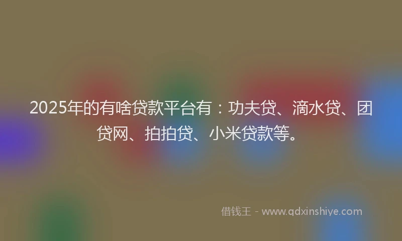 2025年的有啥贷款平台有：功夫贷、滴水贷、团贷网、拍拍贷、小米贷款等。