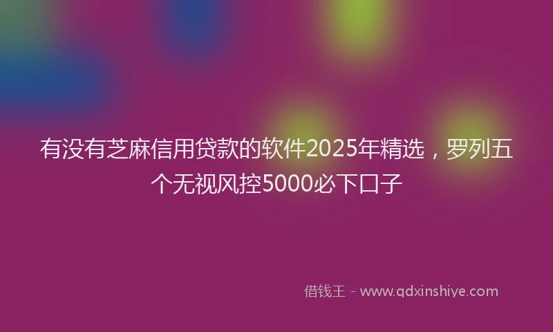 有没有芝麻信用贷款的软件2025年精选，罗列五个无视风控5000必下口子