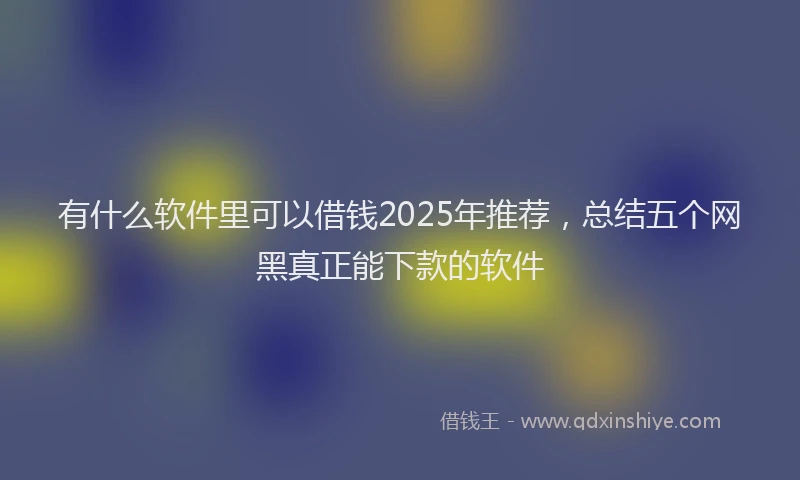有什么软件里可以借钱2025年推荐，总结五个网黑真正能下款的软件