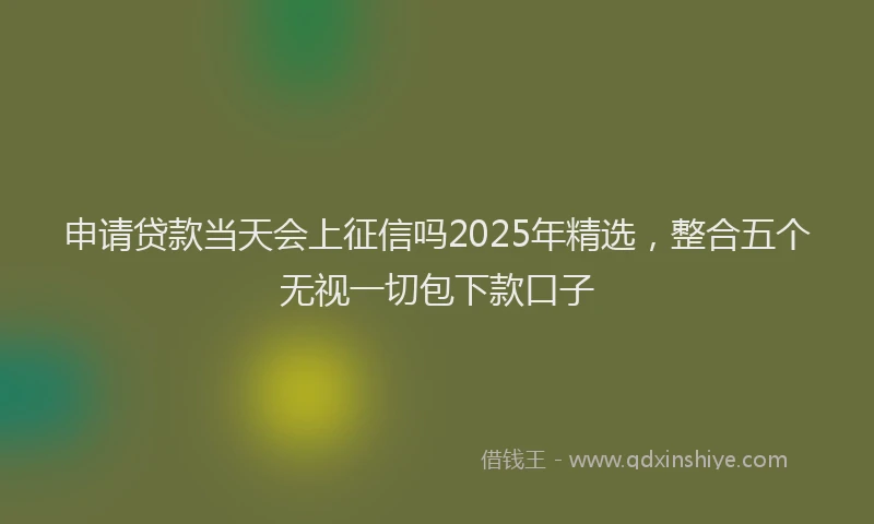 申请贷款当天会上征信吗2025年精选，整合五个无视一切包下款口子